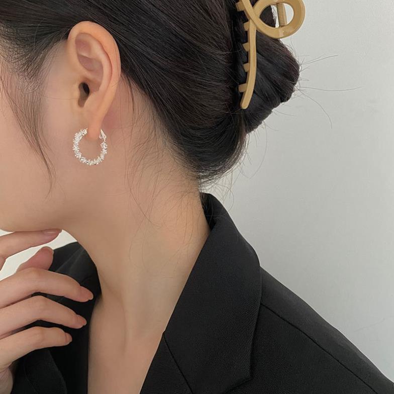 (067) Khuyên Tai Bạc Xoắn Siêu Sáng Phong Cách Đơn Giản Thời Trang