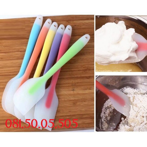 Dụng cụ làm bánh: Cây Spatula breadleaf - Phới dẹt trộn bột, đánh trứng silicon chịu nhiệt 21cm, 28cm