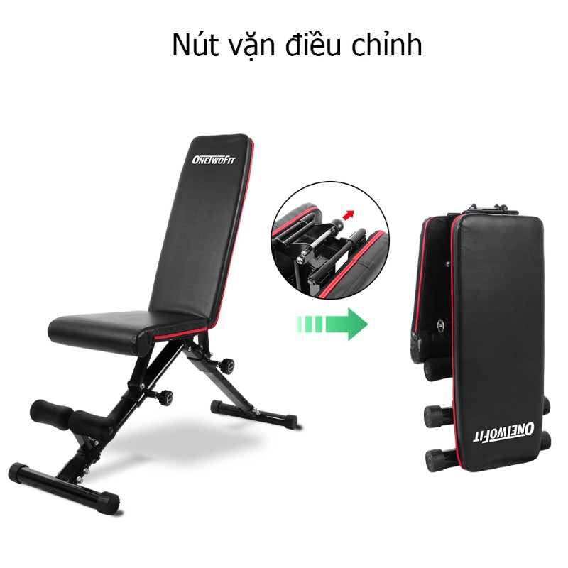 OneTwoFit ghế tập tạ có thể điều chỉnh  thể gập xuống đa chức năng,thích hợp cho bài tập toàn thân OT112