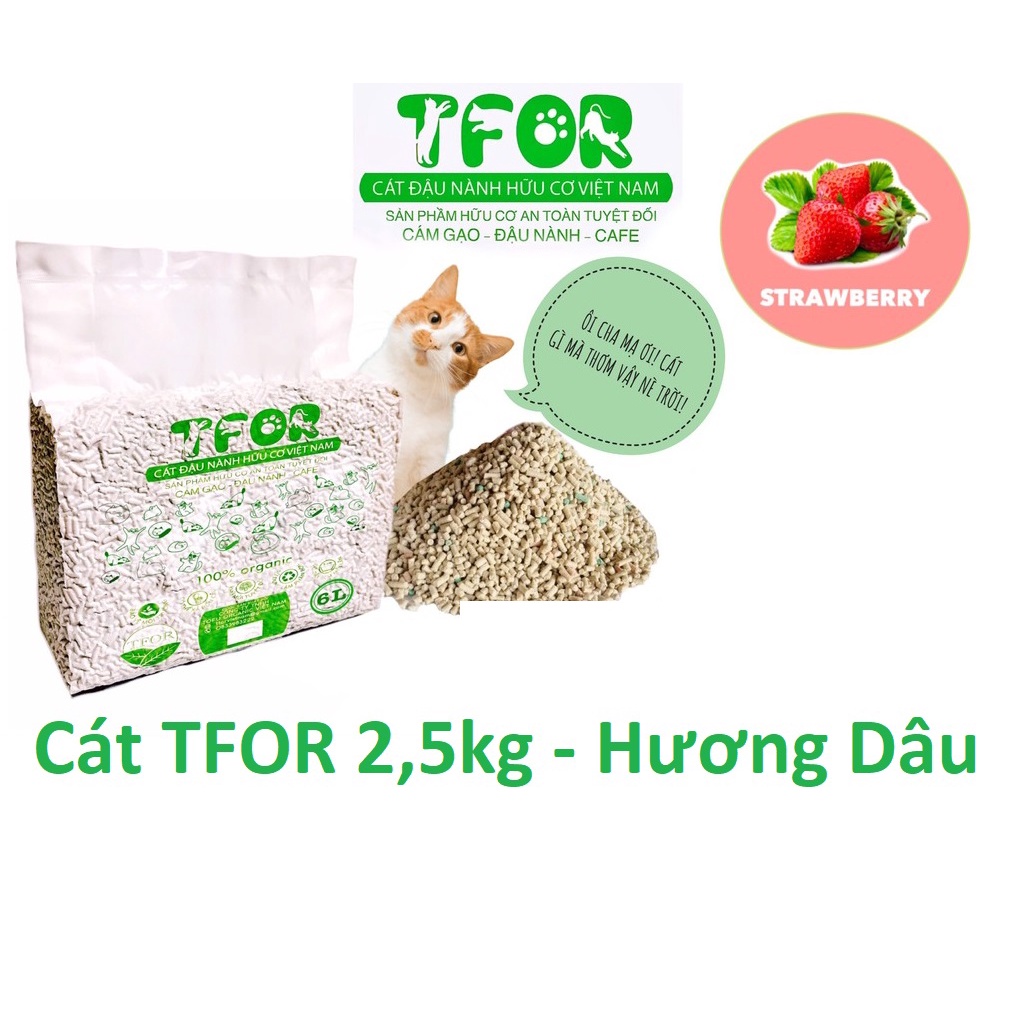 Cát đậu phụ Tfor Tofu (2 loại)  Cát vệ sinh cho mèo làm từ bã đậu nành Hữu cơ hòa tan trong bồn cầu và mèo ăn không sao