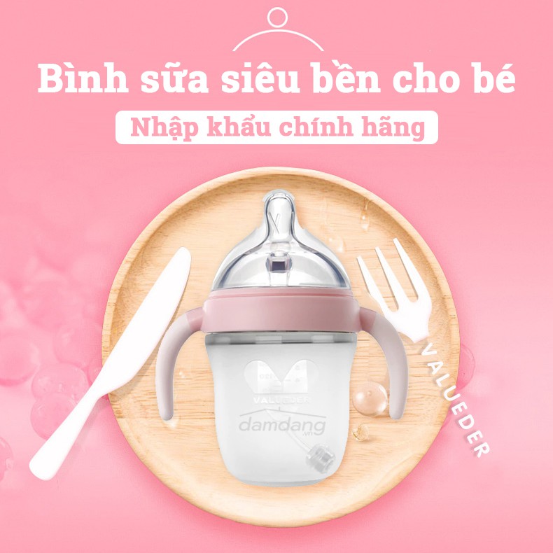 Bình sữa silicon chống rơi bể va đập cho bé