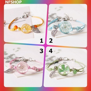 Vòng tay handmade điều chỉnh, tâm hoa khô, VTA020