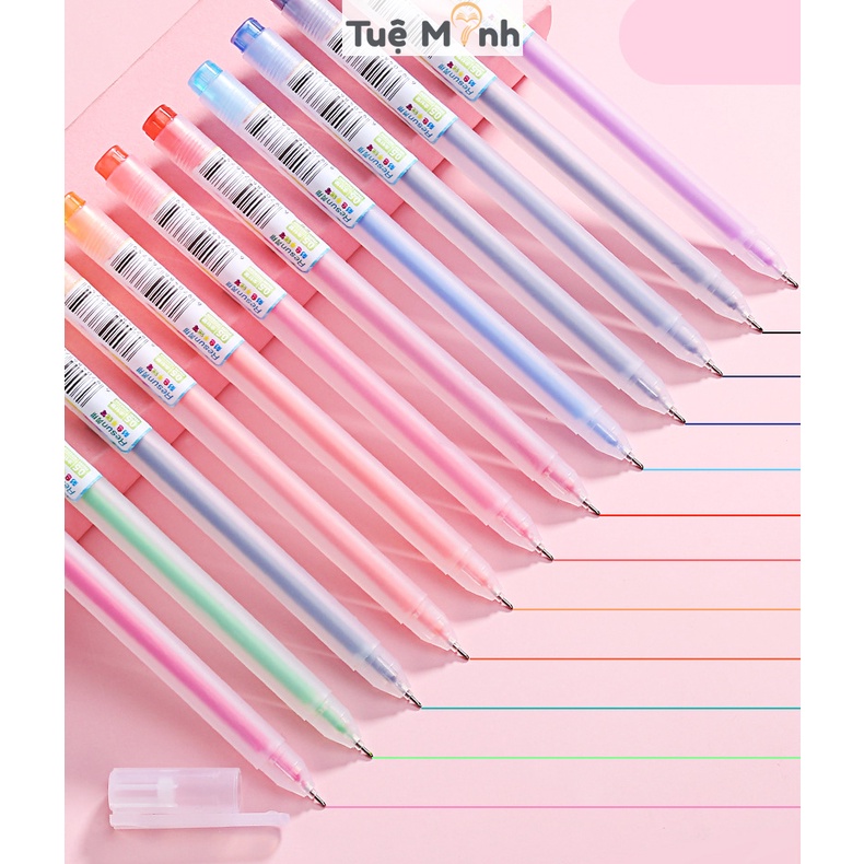 Bộ 11 bút gel full màu Resun nét 0.5mm đầu kim B18 bút mực gel viết bài nét đẹp trơn tru
