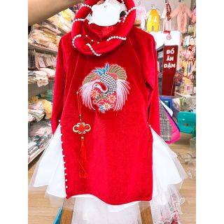Áo dài vải nhung kèm mấn
