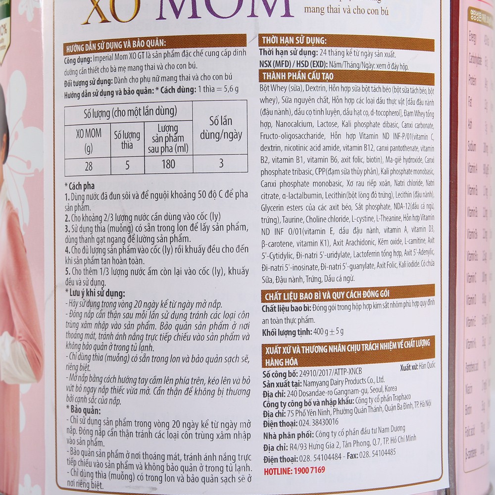 ✅Sữa XO Mom Hàn Quốc [CHÍNH HÃNG] hộp 400g và 800g