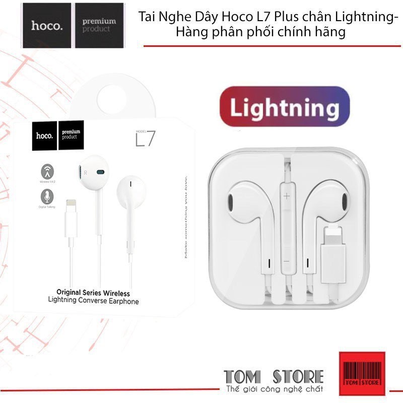 Tai Nghe Dây chân lightning dành cho iphone 7,8,X,.. -Hoco L7 Plus -Hàng phân phối chính hãng #tainghe