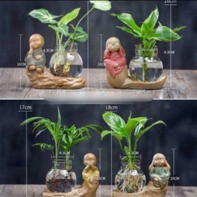 Bộ tượng 4 KHÔNG an lạc- tặng kèm bình thuỷ tinh( KHÔNG BAO GỒM KỆ) | BigBuy360 - bigbuy360.vn