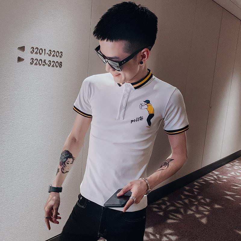 Áo Thun POLO Tay Ngắn Dáng Ôm In Họa Tiết Thời Trang Mùa Hè Dễ Phối Đồ Cho Nam