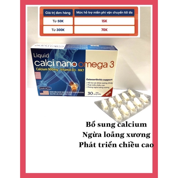 Viên uống Liquid Calci nano omega 3 phòng ngừa loãng xương, phát triền chiều cao