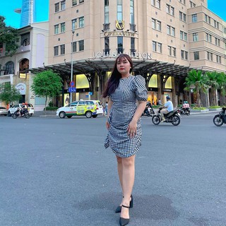 Đầm caro tay bí bigsize