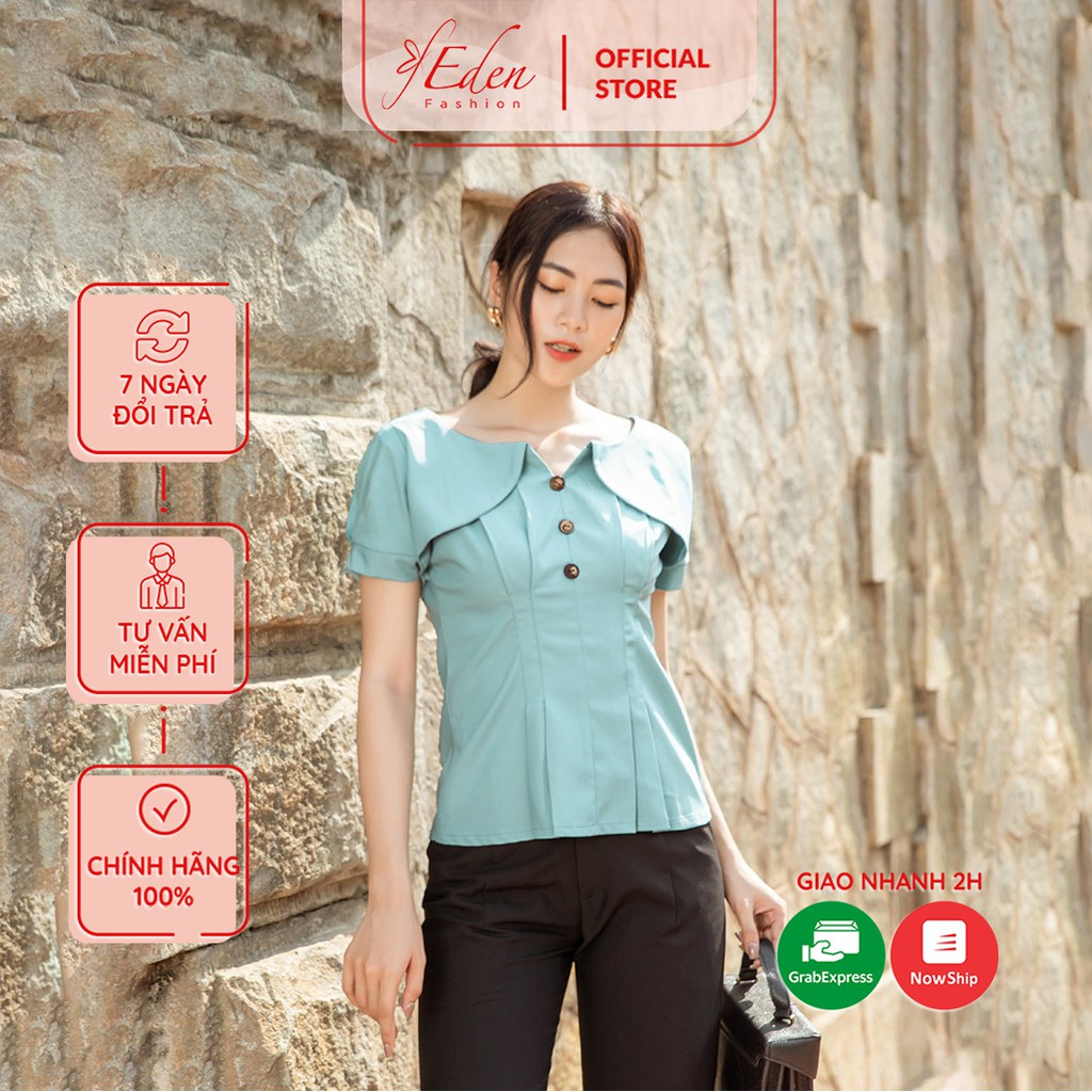 Áo nữ kiểu sơ mi công sở tay ngắn dáng áo thắt eo chất liệu mềm min không nhăn - Eden Fashion Store - ASM146