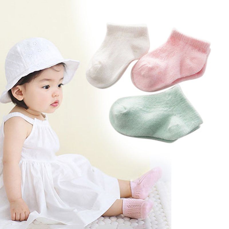 Vớ cotton mềm kiểu dáng nhỏ xinh màu đơn sắc dễ thương cho bé