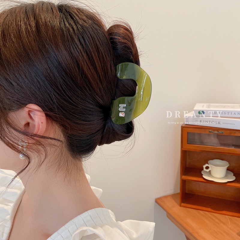 Kẹp Tóc Hình Vòm Chữ H Đính Đá Đơn Giản Thời Trang Hàn Quốc