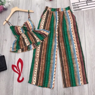 Sét bộ thổ cẩm 2 dây peplum