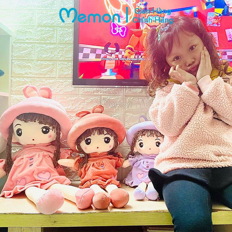 Gấu Bông Búp Bê Váy Tim Mũ Tai Thỏ Cho Bé Cao Cấp Memon