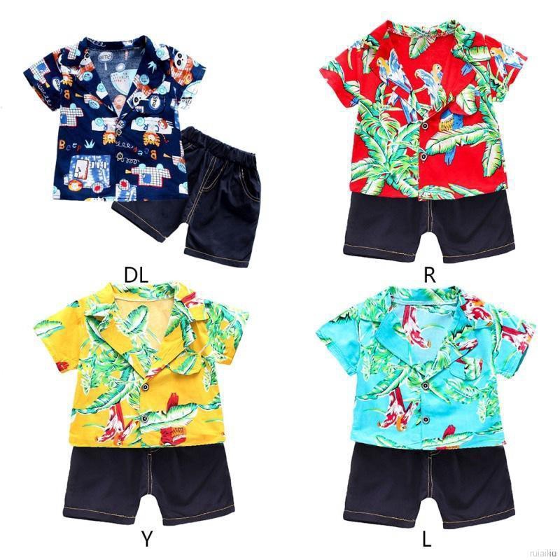 Set Áo Sơ Mi + Quần Short Phong Cách Bohemian Đáng Yêu Dành Cho Bé Trai