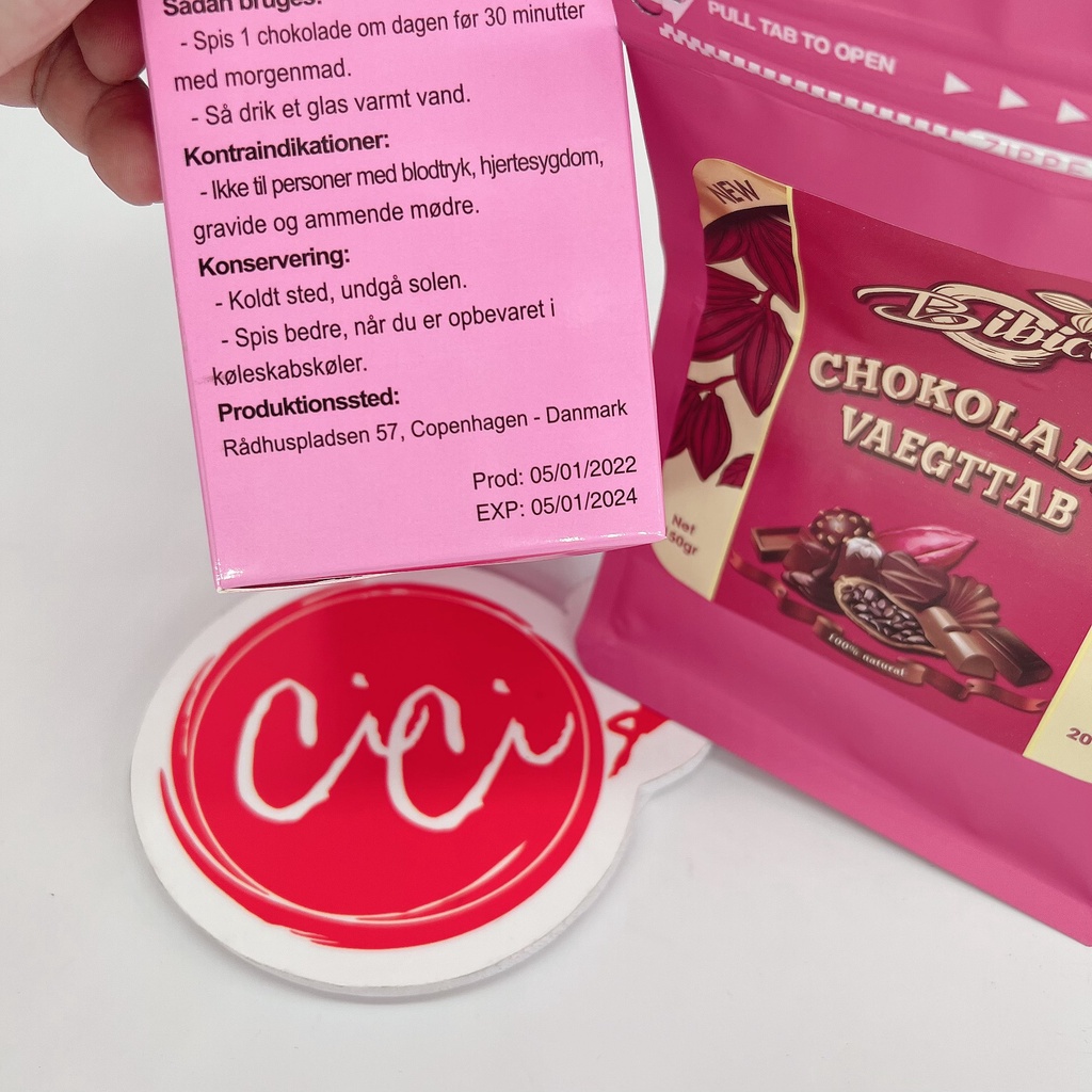 Kẹo socola giảm cân Chokolade Vaegttab, bản mới màu hồng, giảm mỡ giảm béo nhanh, an toàn, hiệu quả