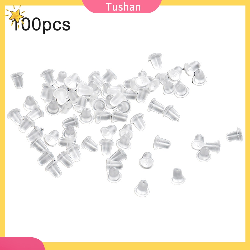 Set 100 Nút Chặn Bông Tai Bằng Nhựa Mềm Trong Suốt