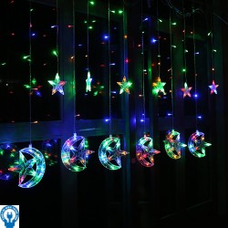 Dây Đèn LED Rèm Trăng Sao Chống Thấm Nước Trang Trí Ngoài Trời - Dài 2.5 Mét