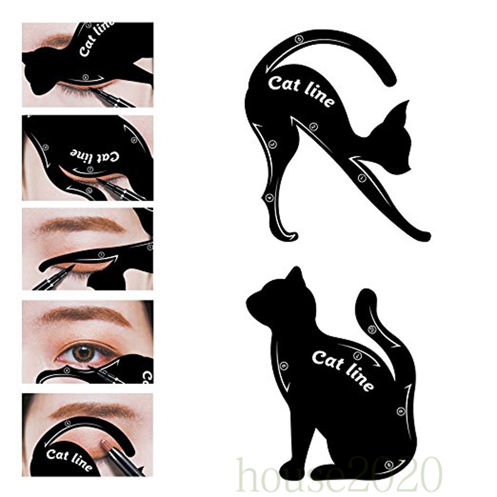 [Hàng mới về] Set 2 khuôn kẻ mắt thiết kế hình mèo tiện dụng và nhỏ gọn chuyên dụng trang điểm mắt