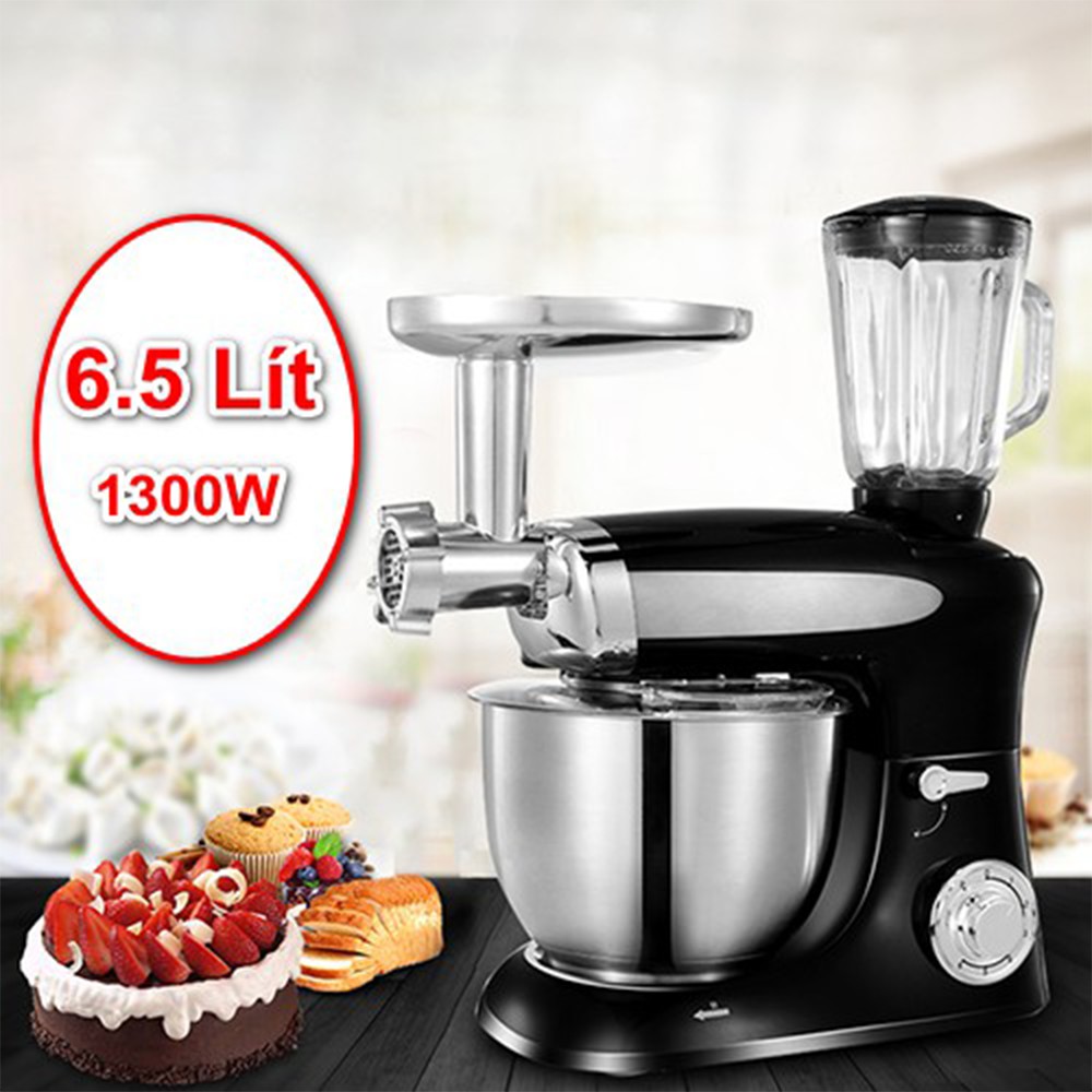 Máy nhào trộn bột, làm bánh kem, sadlad , xay thịt, xay sinh tố, nước mát 6.5 lít 1300W 6 chế độ