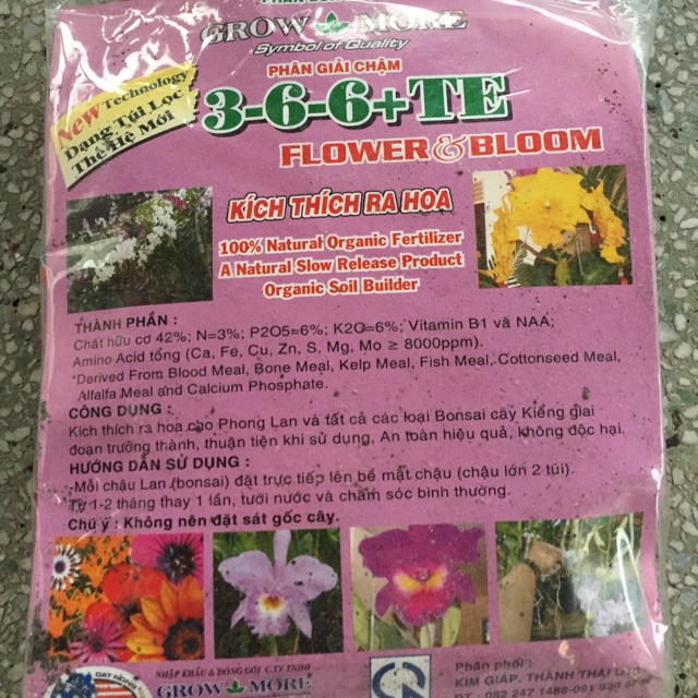 Phân bón cho hoa lan (phân tan chậm Grow More)