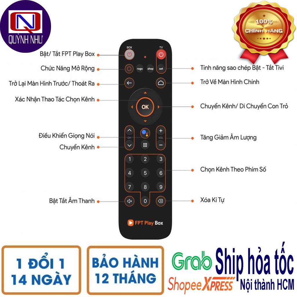 Voice Remote FPT cho FPT Play Box S, 2020, 2019 , 2018 - Remote điều khiển giọng nói của FPT