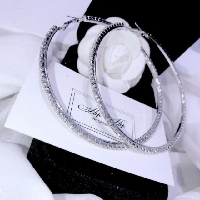 Khuyên tai tròn bạc S925 đính Full đá pha lê cao cấp cá tính sang chảnh - K211/212/213