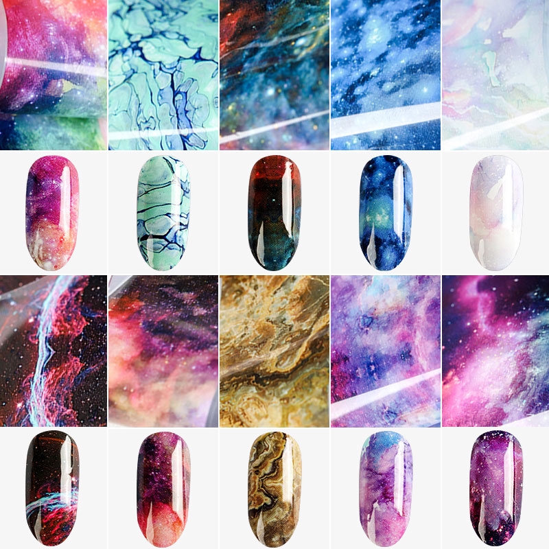 [Hàng mới về] Hình dán móng tay tự dính sáng bóng đầy nghệ thuật