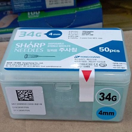 Kim tiêm 34G tiêu chuẩn yte, kim tiêm meso 0.2mm siêu nhỏ không đau, kim tiêm dưỡng chất Spa giúp da căng bóng, mịn màng