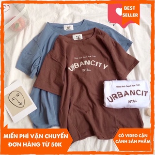  Áo thun tay lỡ form rộng áo phông Unisex thêu dập nổi URBANCITY basic tee đơn giản