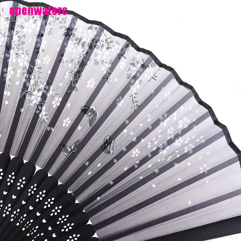 Quạt lụa cầm tay khắc hoa phong cách thời trang Trung Hoa