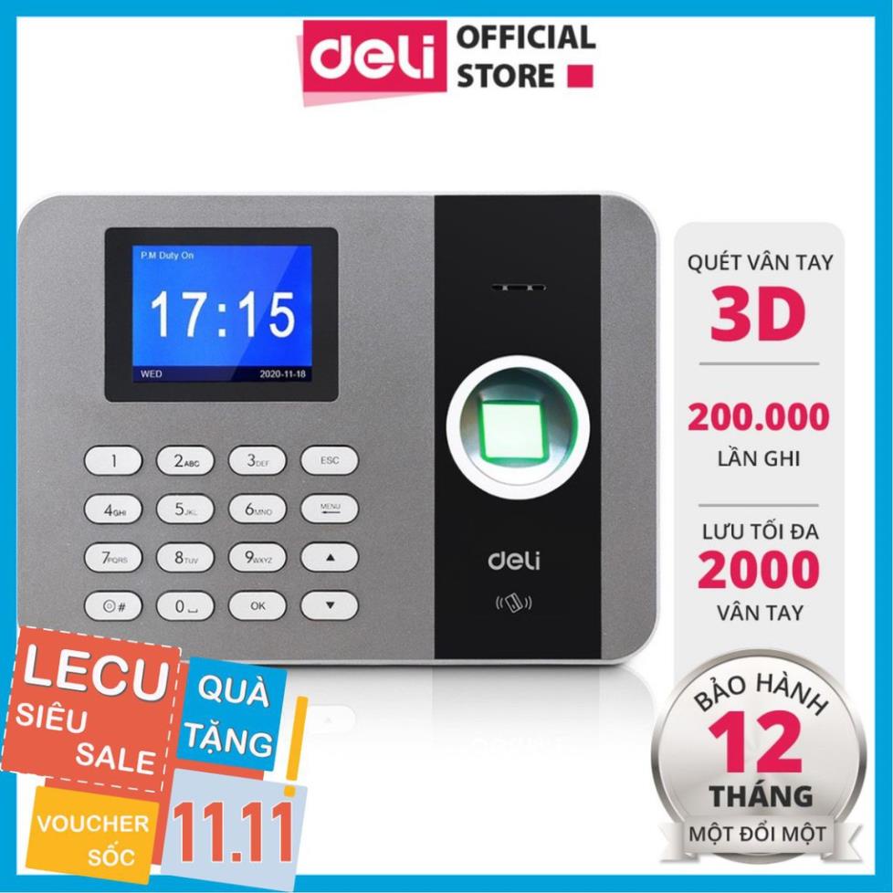 Máy Chấm Công Quét Vân Tay Và Khuôn Mặt Deli - Độ Chính Xác Cao, Kết Nối USB - Dung Lượng Lưu Trữ Gấp Đôi - E3747PRO