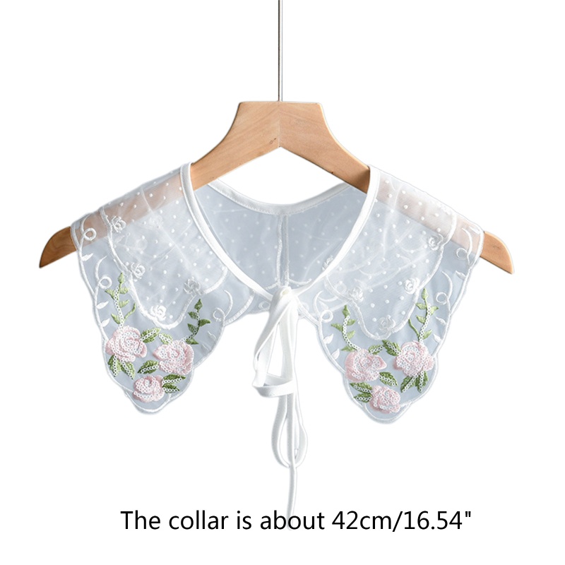 Cổ Áo Giả Thêu Hoa Hồng Có Thể Tháo Rời Cho Nữ