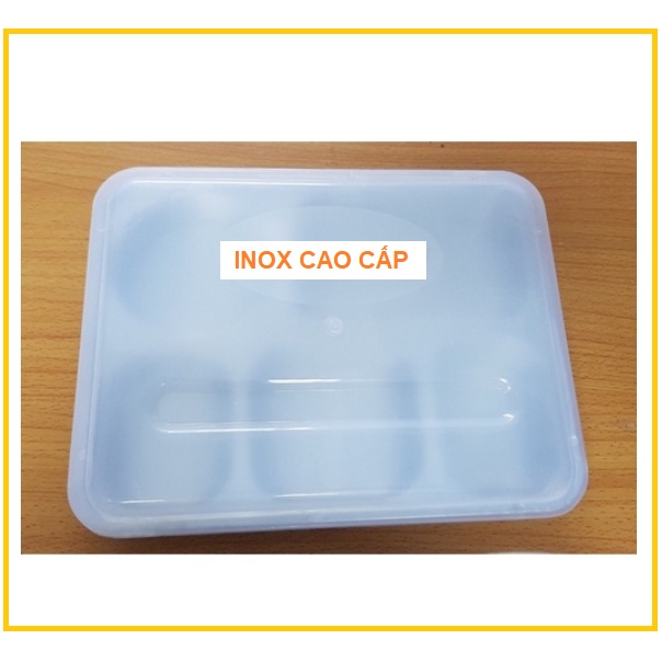 KHAY ĐỰNG THỨC ĂN 5 NGĂN INOX 304 CAO CẤP AN TOÀN CHO SỨC KHỎE, CHO BÉ ĂN DẶM, KÍCH THƯỚC: 33cm X 25cm X 4cm