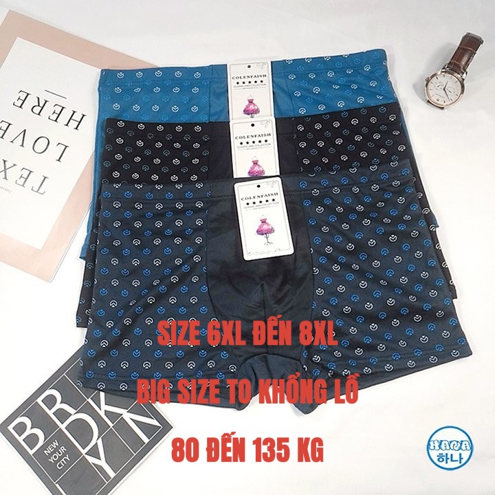 Combo 4 quần lót nam cotton boxer đùi cao cấp lụa in thoáng khí BIG SIZE SIZE LỚN (70 ĐẾN 135 KG) quần sịp nam quan chip