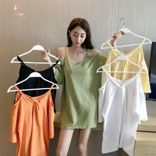 Áo Thun Trễ Vai Dáng Rộng Thiết Kế Hở Lưng Quyến Rũ