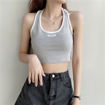 Áo Tank Top Dệt Kim Cổ Yếm Dáng Ngắn Thời Trang Mùa Hè Cho Nữ 2021
