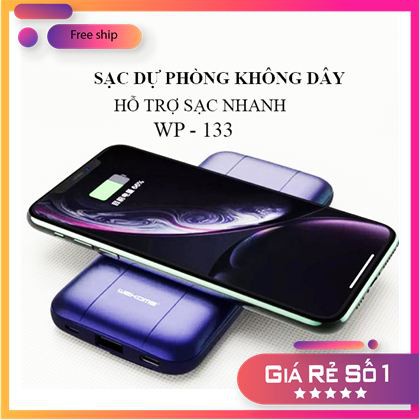 Sạc dự phòng không dây, sạc nhanh 10000mAh, wp133 chính hãng wk bảo hành 1 năm .. !