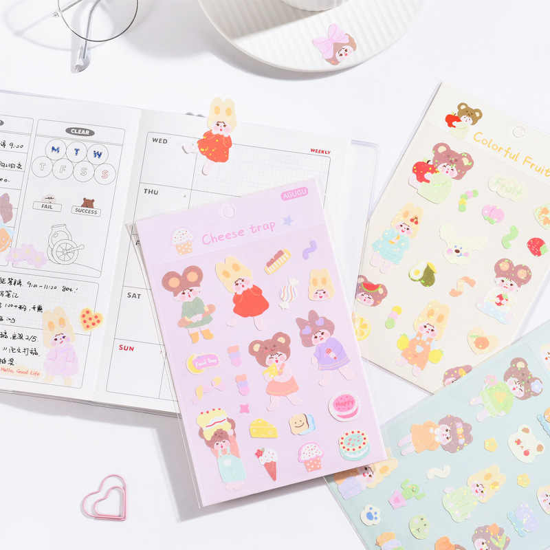 Bìa sticker dán cao cấp cô bé óng ánh