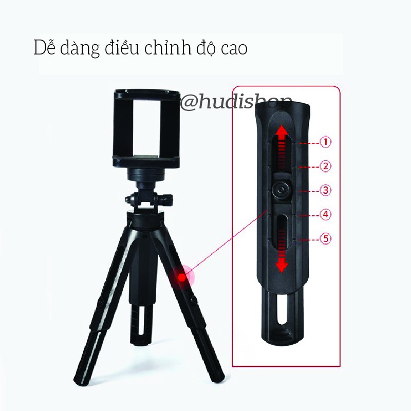 Đế Tripod Giá đỡ điện thoại, chân máy ảnh 3 chân, xoay 360 độ cao cấp - Quay phim, Live stream, Xem phim Hudishop GD368 | BigBuy360 - bigbuy360.vn