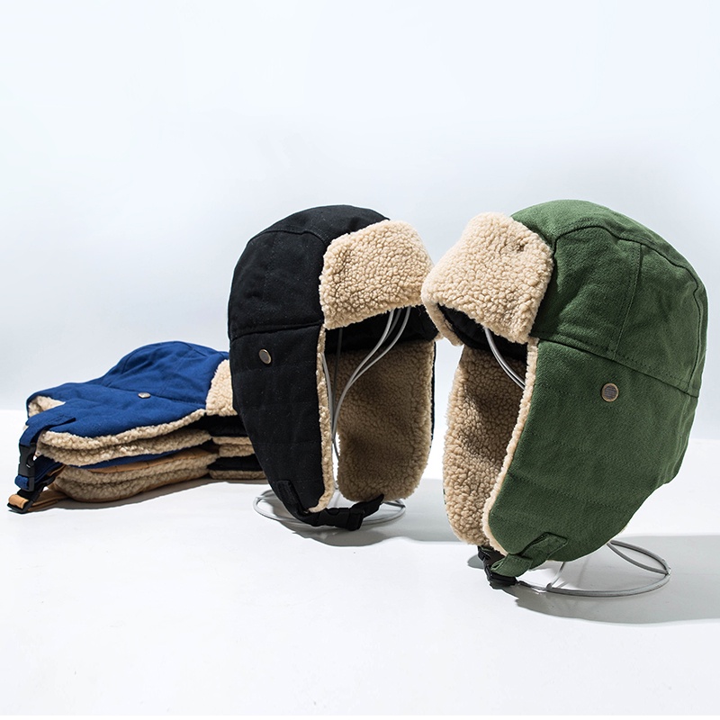 Mũ Trùm Đầu Cotton Lông Cừu Dày Dặn Bảo Vệ Tai Chống Lạnh Vào Mùa Đông Cho Nữ