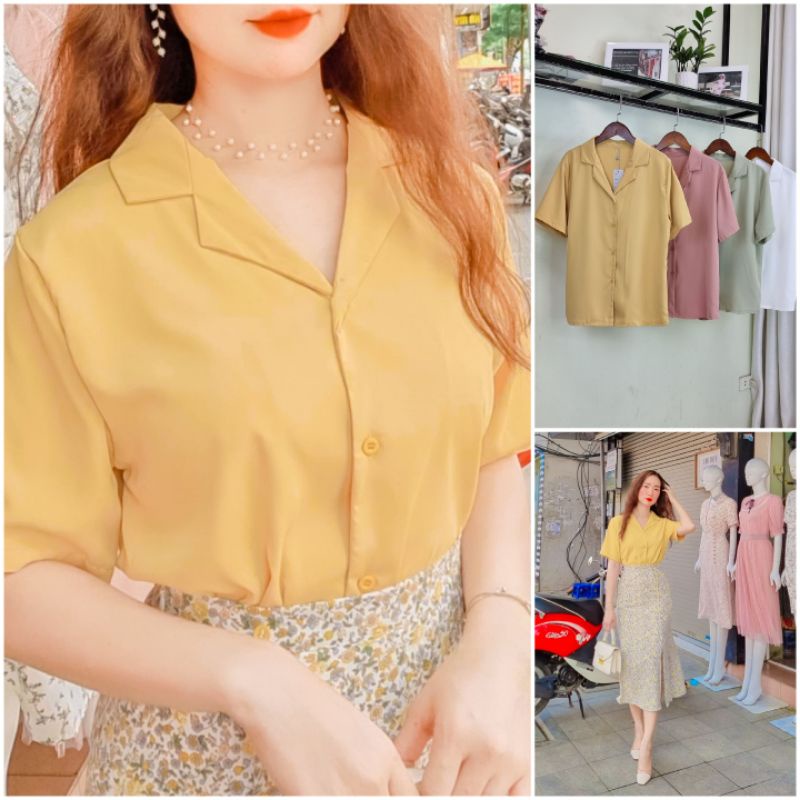 🔥Sơ mi cổ 2ve trẻ trung mix đồ siêu xinh 🔥Là hàng Quảng Châu loại 1, chất thô lụa hoa mịn mát ❤Ảnh thật👍❤