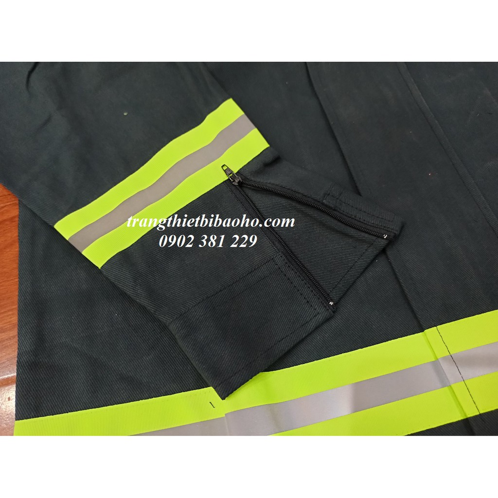 Quần áo phòng cháy chữa cháy màu xanh TT56 - hình thật