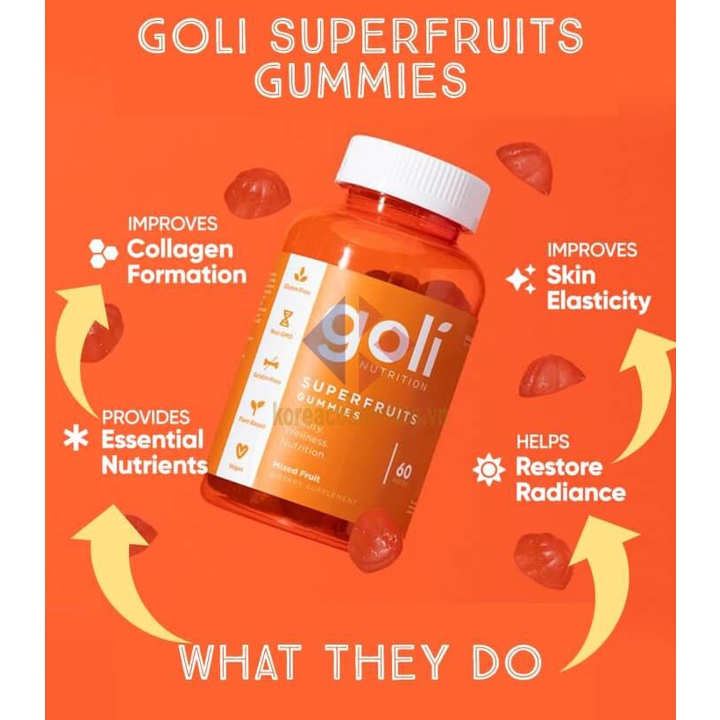 Kẹo Dẻo Goli Superfruits Gummies Chống Lão Hoá, Tăng Hệ Miễn Dịch, Duy Trì Cấu Trúc Da