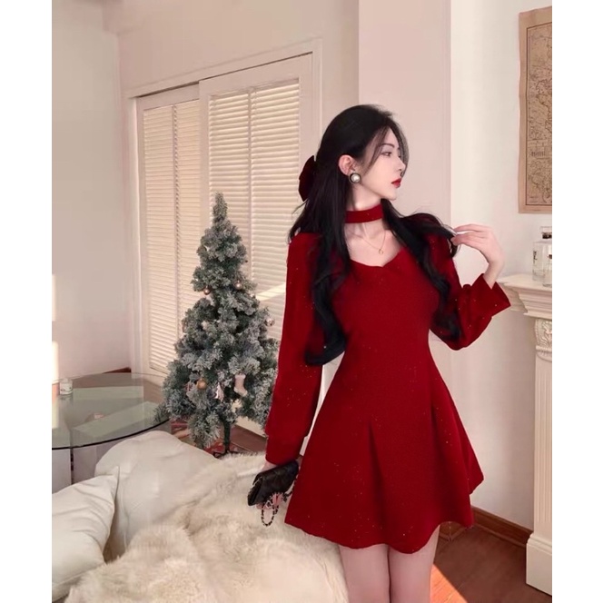 ‼️ Váy nhung choker siu điệu đà khoá sau lưng