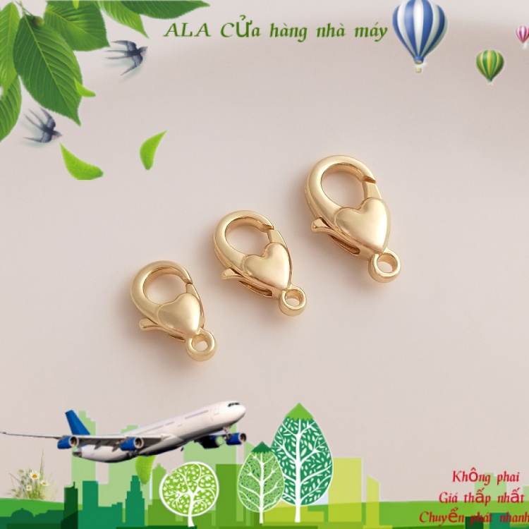 💖Trang sức DIY phụ kiện💖Phụ Kiện Móc Khóa Gài Hình Trái Tim Mạ Vàng 14K Làm Trang Sức Vòng Tay Thủ Công DIY[Khóa kết nối/Khóa kẹp/đóng khóa/Vòng tay/Vòng cổ]