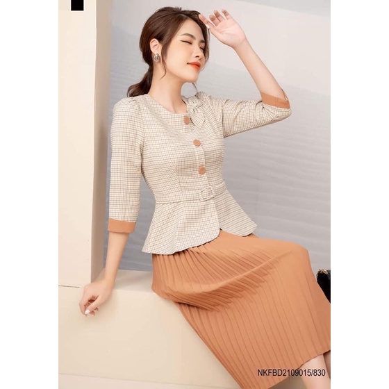 SET ÁO PEPLUM CARO CHÂN VÁY DẬP LY