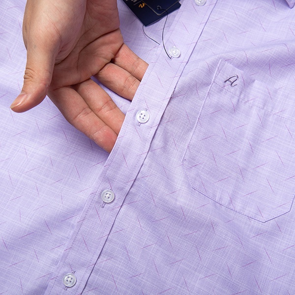 Áo Sơ Mi Nam Công Sở Trung Niên Thương Hiệu Anton Màu Tím Họa Tiết Dài Tay Vải Cotton Họa Tiết In Chìm - 8563