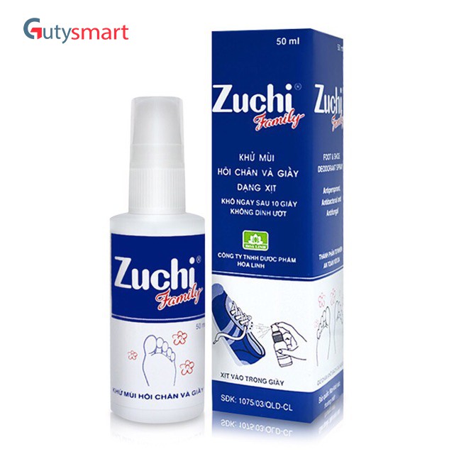 Chai xịt khử mùi hôi chân và xịt giày Zuchi 50ml, khô nhanh, không nhờn, không hại da,khử mùi hôi tức thì,chống hôi chân